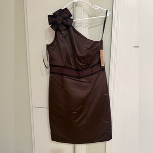 Nue by Shani Chocolate One-Shoulder Dress